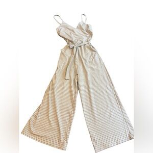 NWT Women’s Monteau Gray Striped Jumpsuit, Size S